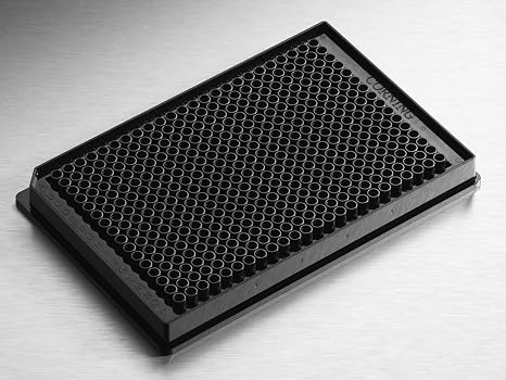 Corning 3820 Polystyrene Flat Bottom 384 Well Low Volume Solid Black Microplate, Without Lid, NBS Treated (Case of 50)