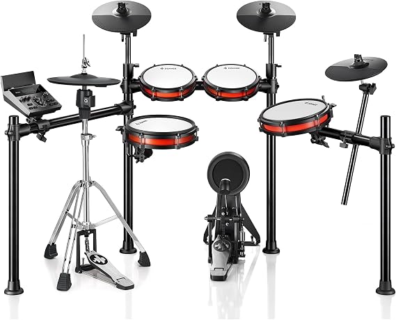 Donner Electric Drum Set with 12" Standalone Hi-Hat, Advanced Electronic Drum Kit with Dual-Zone 10" Mesh Snare and 6" Independent Kick Drum, 50 Demos 450 Sounds Digital Drum, DED-200 Pro