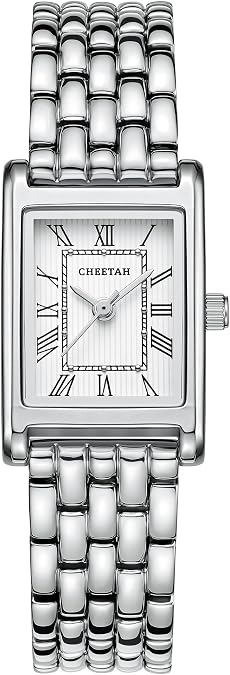 CHEETAH Watches for Women with Small Vintage Bracelet,Rectangular Case Roman Dial,Water Resistant