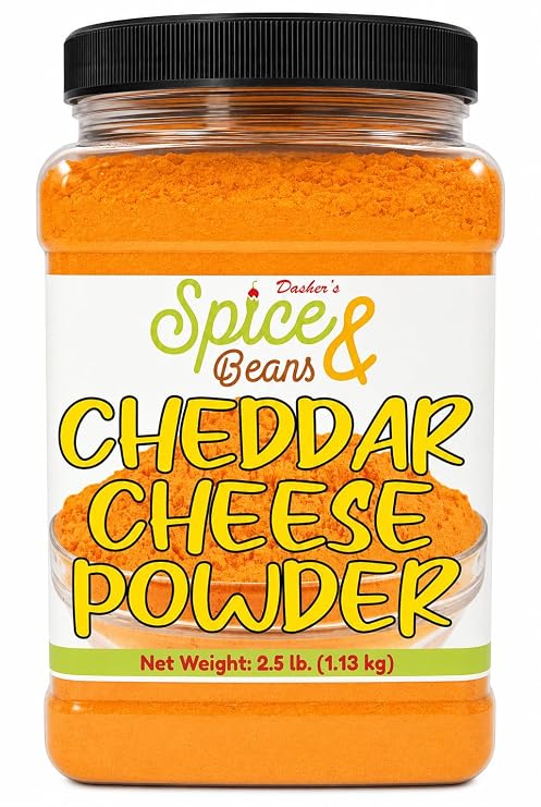 Cheddar Cheese Powder 2.5 lb | Cheddar Cheese Seasoning & Sauce Mix | Popcorn, Fries, Pasta, Snacks, Dips & Foodservice Recipes | Bulk Resealable Container | Dasher's Spice & Beans