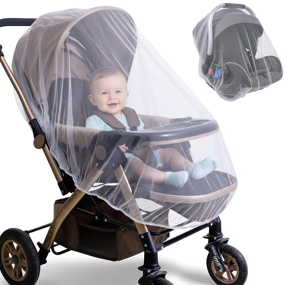 Baby Mosquito Net for Stroller, Car Seat & Bassinet Premium Infant Bug Netting for Jogger, Carrier & Pack N Play Toddler Canopy & Gift Packaging