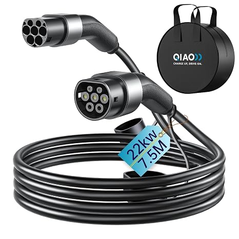 QIAO)) Type 2 EV Charging Cable, 22kW 7.5M 32A 3-Phase
