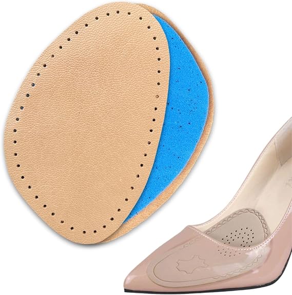 Foottab Shoe Size Reduction Pad, Leather Front Half Insoles, Stiletto Anti-Slip Shoe Insoles, 1 Pair (36-40, Natural)
