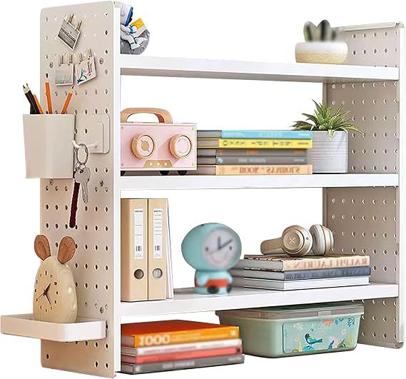 GAOXIAO Expandable Desktop Bookshelf, Desktop Organizer Office Storage Rack, Desk Display Stand Shelf, Countertop Bookcase with Adjustable Shelves and Open Compartment 3layer 50 x 20cm