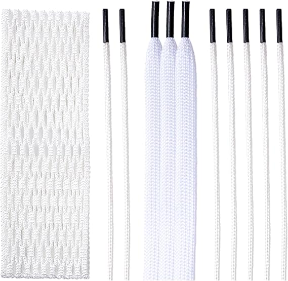 Lacrosse Mesh and Stringing Kit, with White Semi-Soft Mesh and Strings