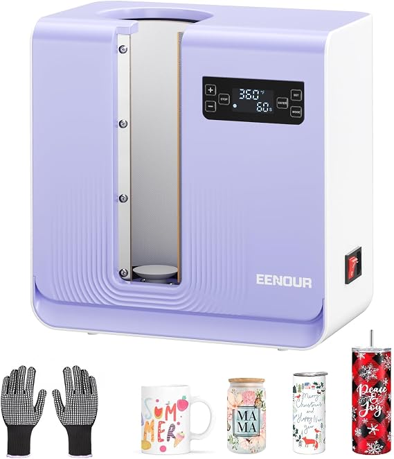 EENOUR Auto Tumbler Heat Press Machine, Automatic Rotating Tumbler Press, Pressure Setting Mug Press for Seamless Print, Even Heating Cup Press, for 11-32oz Sublimation Tumblers, Mugs, Glasses
