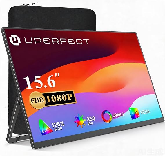Uperfect Portable Monitor 15.6 Inch 1080P 125% sRGB 2000:1 Ultra Slim