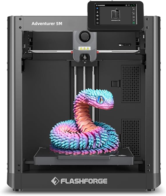 FLASHFORGE Adventurer 5M 3D Printer, Fully Automatic Leveling, Fast Print Up to 600mm/sec, Direct Extruder, 280°C with 3S Removable Nozzle, CoreXY All Metal Construction, Print Size 220x220x220mm
