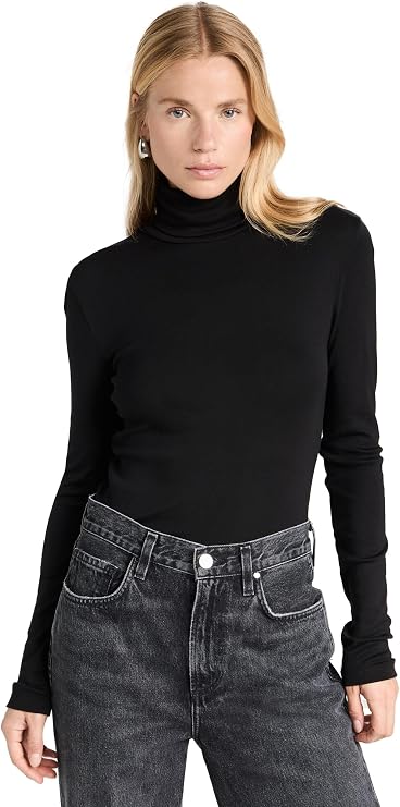 Splendid Women's 1x1 Rib Classic Long Sleeve Turtleneck Top