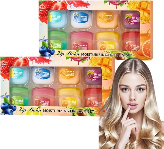 16PCS Lip Balm Set, Mini Lip Balm Multipack with 8 Fruity Flavours Moisturizing, Hydrating Lip Balms for Daily Lip Care, Lip Repair for Cracked Dry Lips