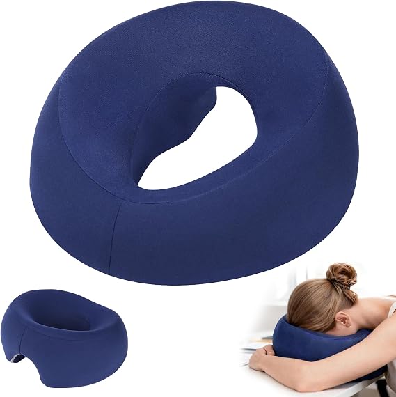 Face Down Pillow, Ergonomic Massage Headrest with Hole, Dark Blue