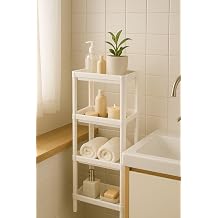Sas Haus Flex Elite Pro 4 Tiers White Multi-Purpose Shelving Unit – Bathroom And Kitchen Organizer Shelf & Organizer White