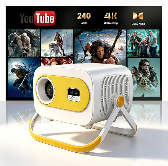 Mini Projector with 1080P Support 240 ANSI Lumens WiFi Bluetooth 5.2