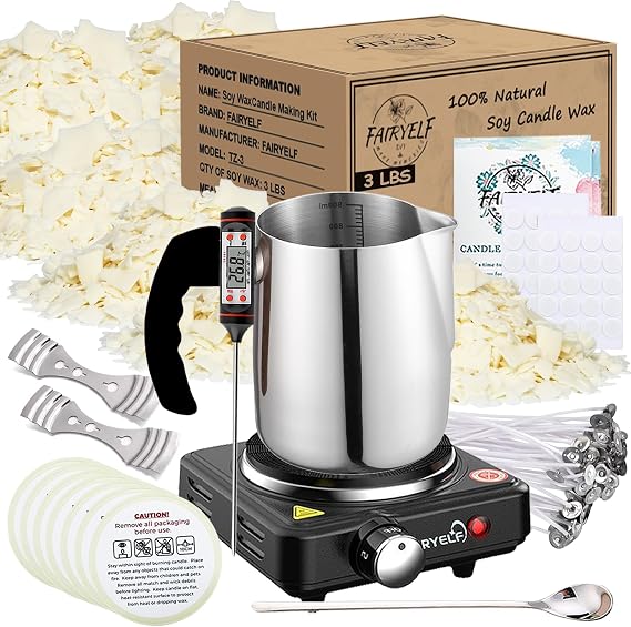 FAIRYELF 3lbs Soy Wax Candle Making Kit for Adults, DIY Craft Supplies Set