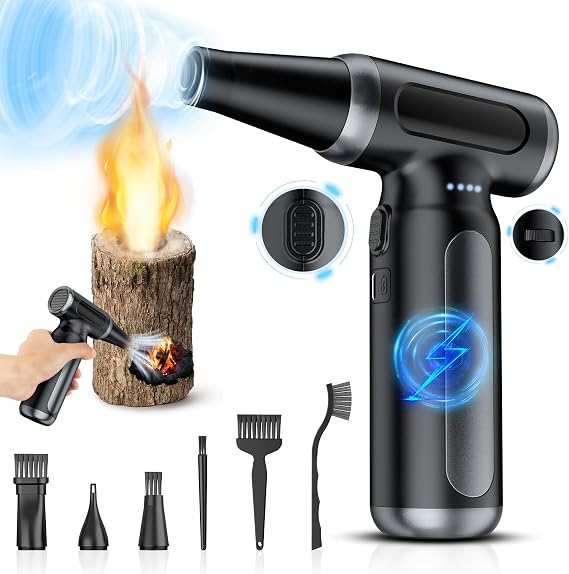 Electric Air Duster for PC Cleaning, 330000 RPM Compressed Air Duster & Keyboard Cleaner, Reusable Canned Air Replacement, Cordless Electronics Cleaner for Laptop, Camera, Type-C Rechargeable