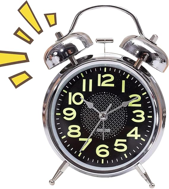 Old Fashioned Alarm Clock | Loud Alarm - Quiet Vintage Timer 3 Inch Watch Classic for Bed Kids Sleepers Bedroom Desk Seniors Room Bedside
