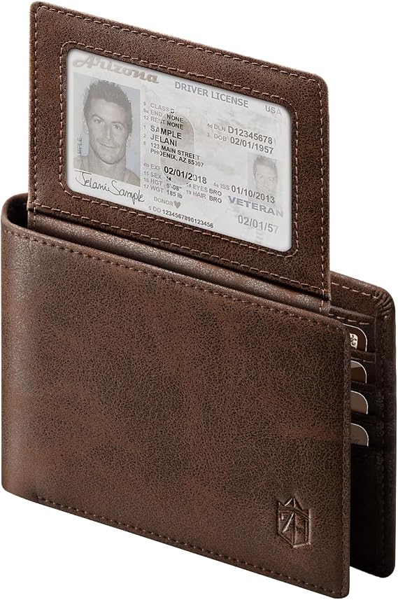Zitahli Wallet for Men, Slim RFID Blocking Leather Bifold Wallet, Holds Up to 12 Cards, Minimalist Front Pocket Wallet with 2 ID Windows & Cash Slot, Thin Credit Card Holder, Gift for Men