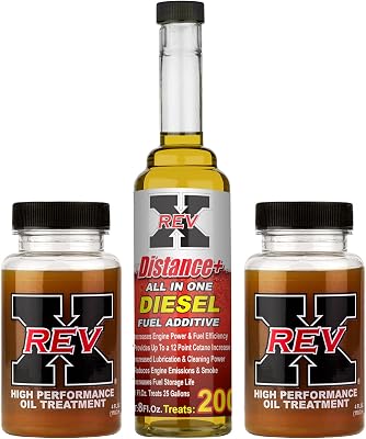 REV X Orginal Diesel Kit - High-Performance Oil Additive - 4 fl. oz. 2 Pack  Distance Diesel Fuel Additive 8 fl. oz.