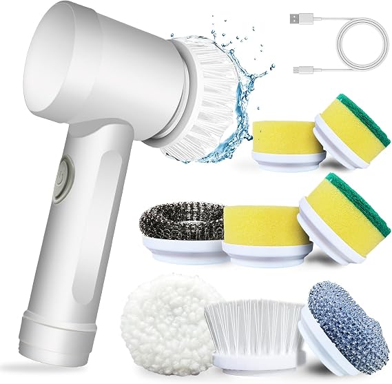 Electric Cleaning Brush, Electric Spin Scrubber With 3 Brush Heads, Automatic Cleaning Kit for Bathroom Bathtub, Kitchen, Tile, Window, Tub, Dish, Sink