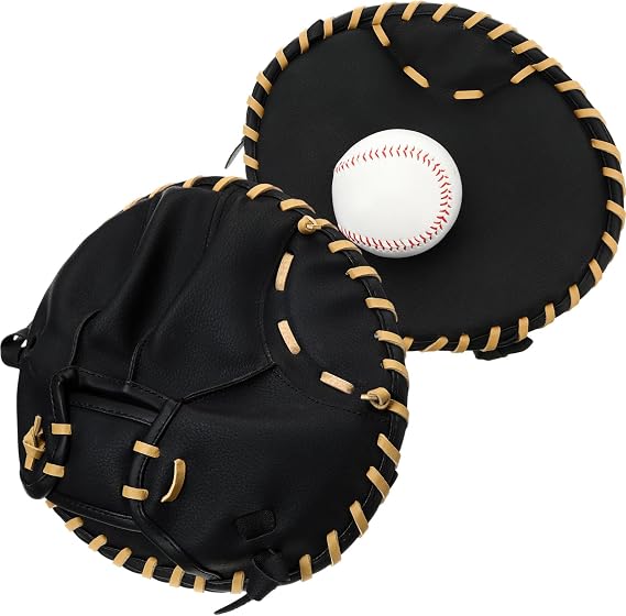 VioraWhite Pancake Baseball and Softball Training Glove - Flat & Soft Premium PVC Fielding Gear for Right-Hand Throw, Great Choice for Teens