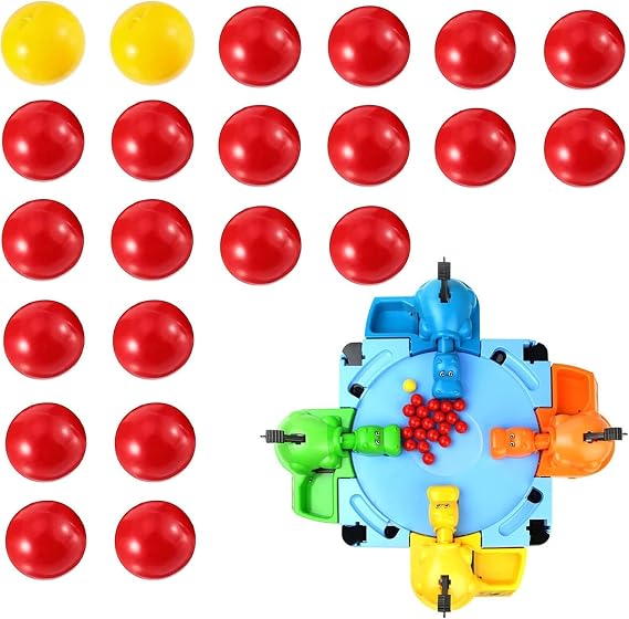 21 Pcs Plastic Marble Game Balls - Compatible with Hungry Hippos, 19 Red & 2 Yellow Balls - Replace Lost/Damaged Game Pieces