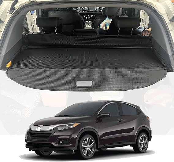 Cargo Cover Fit for 2016-2022 Honda HR-V Accessories Retractable Rear Trunk Security Cover Shielding Shade Honda HRV Cargo Cover 2016 2017 2018 2019 2020 2021 2022(Carbon Fiber Texture/Black)