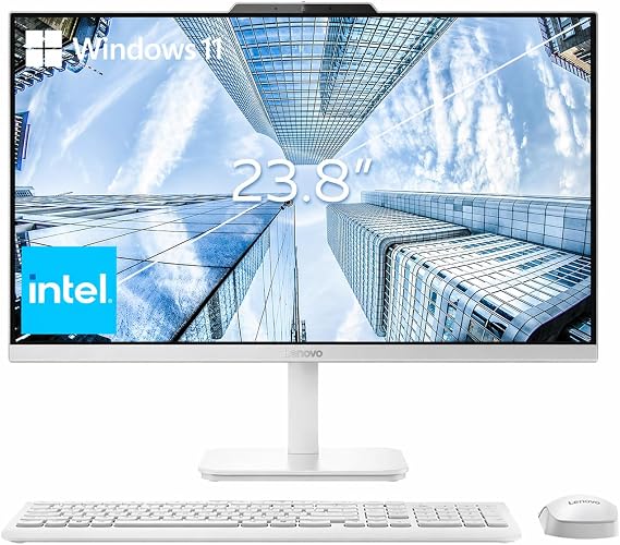 Lenovo 24" FHD All-in-One Desktop Computer for Home & Office, Intel Processor, 16GB RAM, 256GB PCIe SSD, HDMI, WiFi 6, Bluetooth 5.2, Business AIO, Vent-Hear, Wireless KB & Mouse, Windows 11 Pro