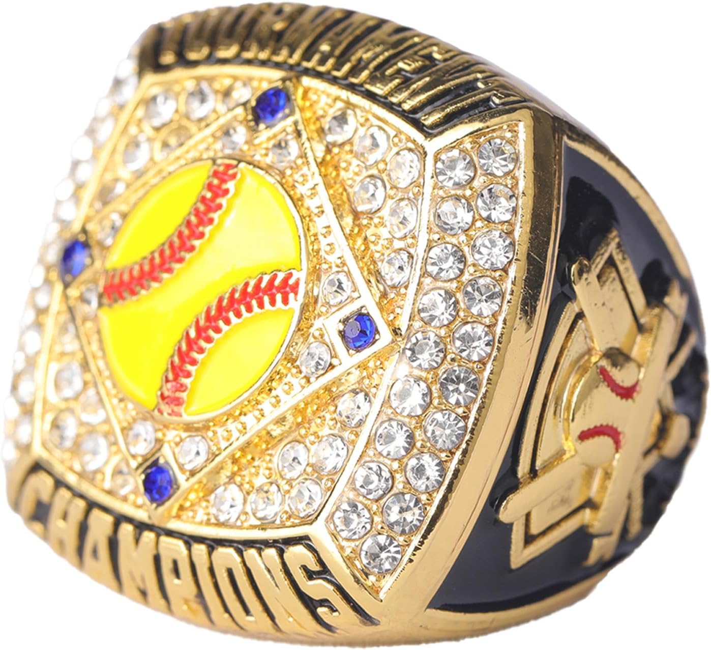 1 piece pack and 12 pcs pack,SFT01 Softball tournament gold champions silver finalist championship ring size 9