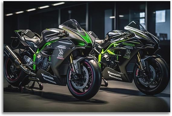 CWBUFD Racing Motorcycle Poster H2R Superbike Motorbike Decorative Canvas Family Bedroom Artwork Picture Painting 16x24inch(40x60cm)