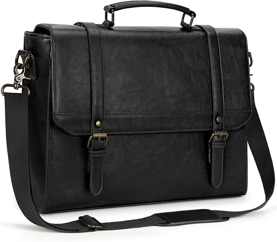 IGOLUMON Mens Messenger Bag 15.6 Inch Vintage Leather Laptop Briefcase Bag