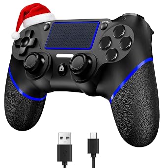 SZDILONG Upgraded Wireless Controller for Ps4 Gamepad Compatible with Ps4/Pro/Slim/Windows PC,Joystick for PS4 with Touchpad/Stereo Headphone Jack/Six-axis Motion Control/Charging Cable (BLACK)