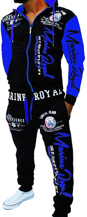 Unbekannt Men's Jogging Suit Sports Suit Marine Royal Fitness Streetwear Tracksuit A.2254 ARMS