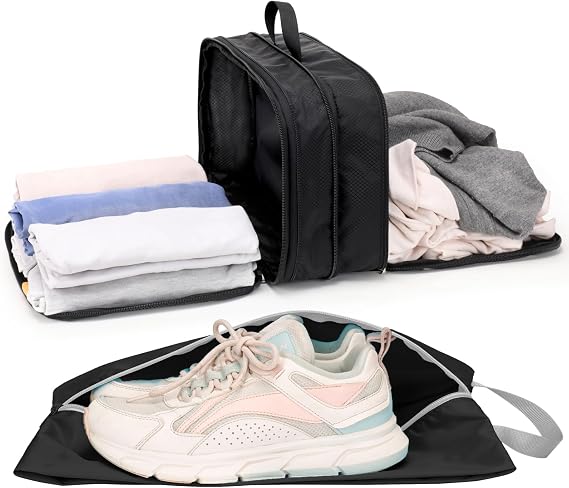 Cambond Double Sided Compression Packing Cubes - Expandable See Through Mesh Compression Cubes for Travel, Separate Clean and Dirty Clothes Efficient Packing Organizers for Road Trip, Cruise