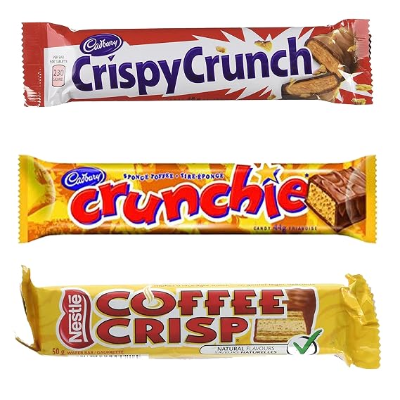 Canada Crisp, Crunch Chocolate Bar 50 Crisp Crunchie Chocolate Candy Bars Canadian Crisp, Crunch Chocolate Bars, made in and shipped from Canada