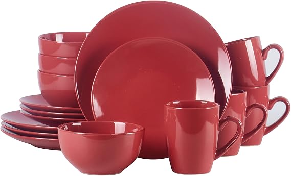 Color Wave Stoneware 16pc Dinnerware Set, Rose Wood