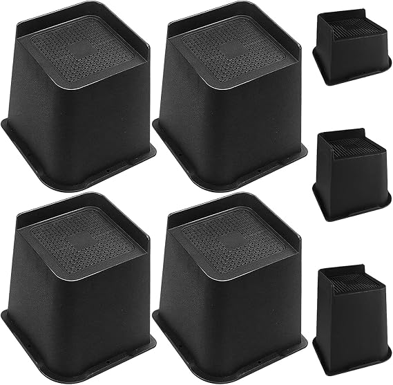 Bed Risers 6Inch Furniture Risers Bed Legs Sturdy Heavy Duty Chair Raisers L-Shape Table Leg Extenders Furniture Risers for Bed Desk Sofa Couch,Oversized Bed Lifts, 4PCS/6 inch (4400lbs)