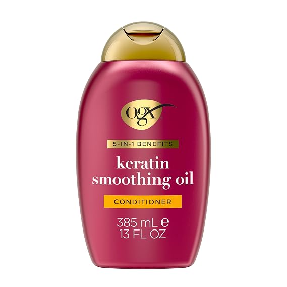 OGX Frizz-Free + Keratin Smoothing Oil Conditioner, 13 fl oz