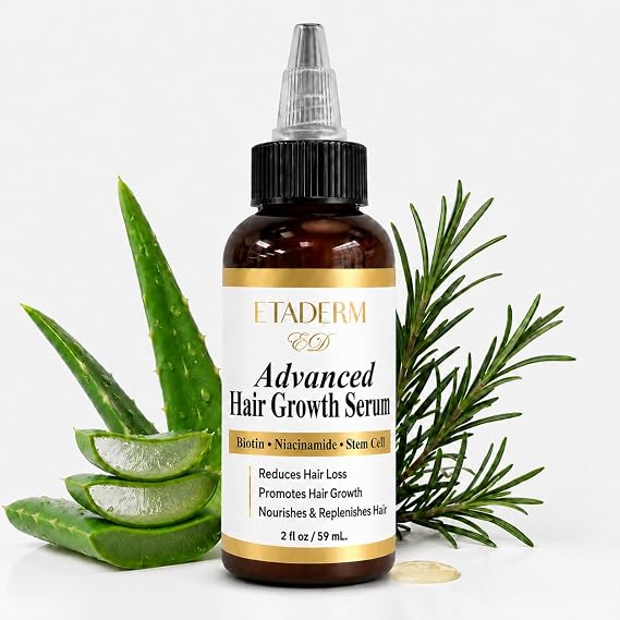 Advanced Hair Growth Serum - Hair Growth Oil with Aloe Vera Biotin, Caffeine & Keratin - Hair Oils Stimulates Growth, Moisturizes & Conditions Scalp - Hair Serum for Thicker Fuller Hair 60ml
