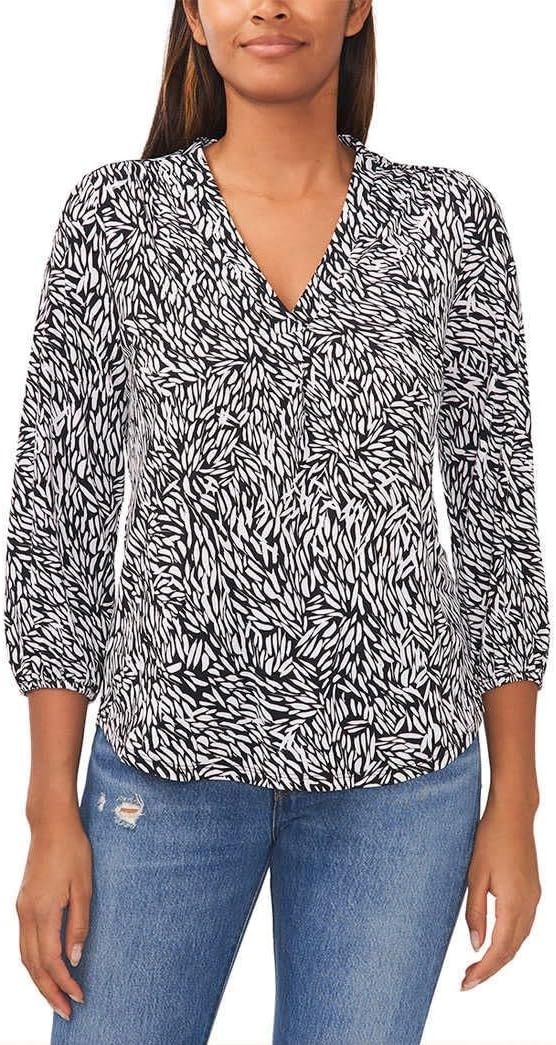Vince Camuto 3/4 Sleeve V-Neck Rumple Blouse