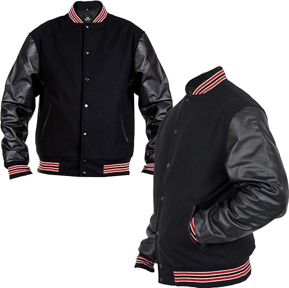 Mount Helicon Two-Tone Leather Baseball Varsity Jacket for Men - Premium Quality and Unique Design