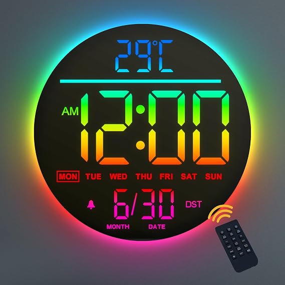 10" Digital Wall Clock With Remote Control Modern LED Wall Clock