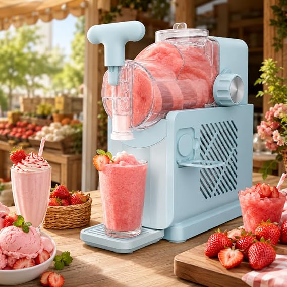 Pro Slushie Maker Machine,180w Soft Serve Ice Cream & Slushy Maker,2l Bowl,Cold Drink Mixer Machine With Automatic Cooling,5 In 1 Presets For Juice,Granita,Milkshake Style Drinks Blue