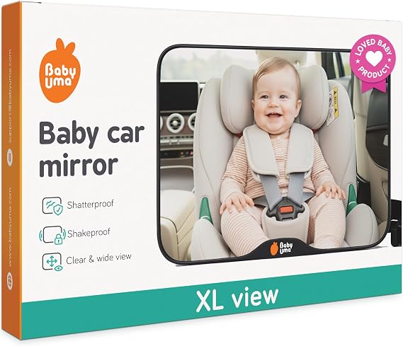Baby Uma Baby Car Mirror Shatterproof Backseat Accessory for Rear Facing Infant, Clear Wide View Design for Safe Travel Monitoring