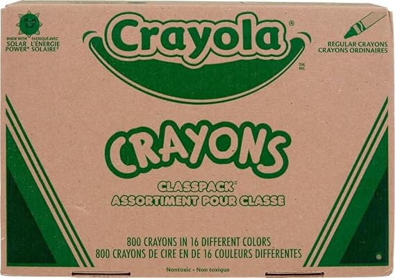Crayola Crayon Classpack, Teacher Classroom Must Haves, Bulk Back to School Supplies, Elementary & Kindergarten Wishlist, 16 Colors (50 Each), 800 Ct