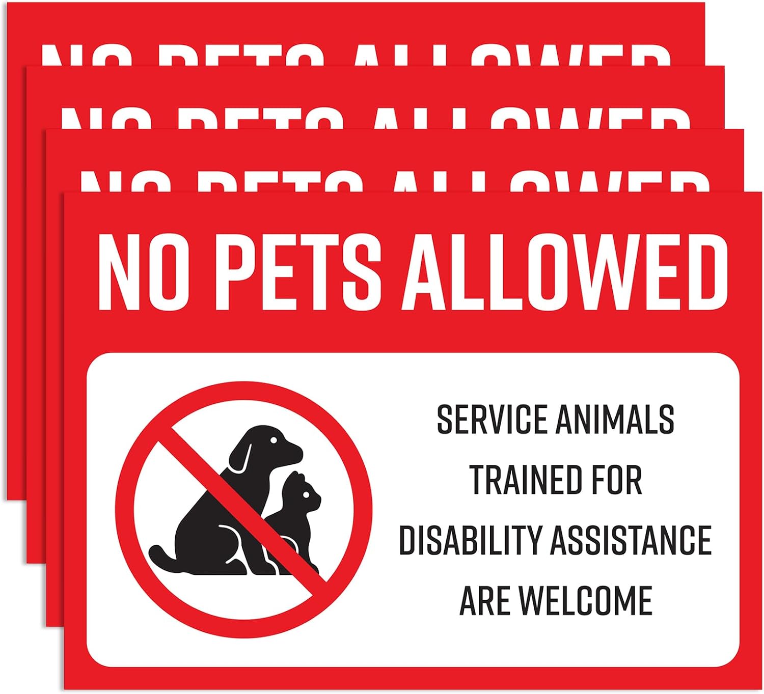 4pcs No Pets Allowed Sign for Business Stickers | Service Animals Only, No Dogs Allowed, No Cats Allowed | Weatherproof Vinyl Adhesive Signs, 5 x 7"