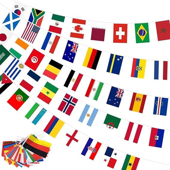 World Cup Bunting 2026, 48 Participating Countries Flags Banner, World Cup Football 2026 Decorations for Garden, Bar, Party & Outdoor Decor, Football Fans Sports Gatherings (15m)