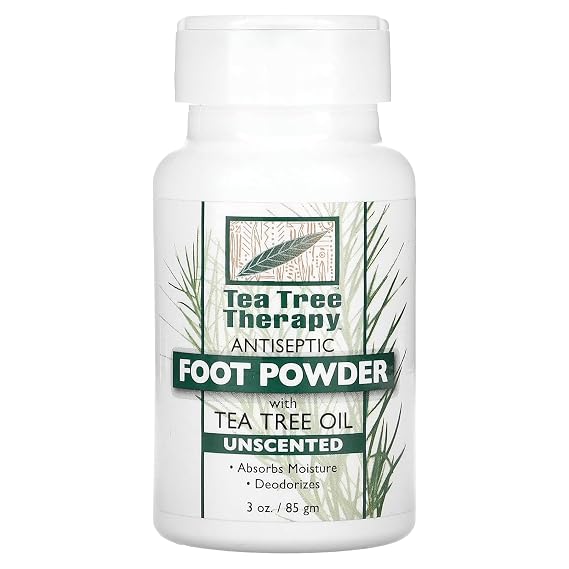 Tea Tree Therapy Antiseptic Foot Powder with Tea Tree Oil, Unscented, 3 oz (85 gm)