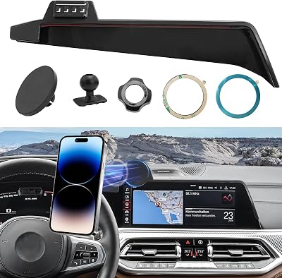 Compatible with BMW X5 Phone Mount Holder 2019-2023X6 2020-2023X7 2019-2022,G05G06G07 Magnetic Cell Phone Holder Mount for 12.3 Touch Screen,Anti-Shake,360° Rotation