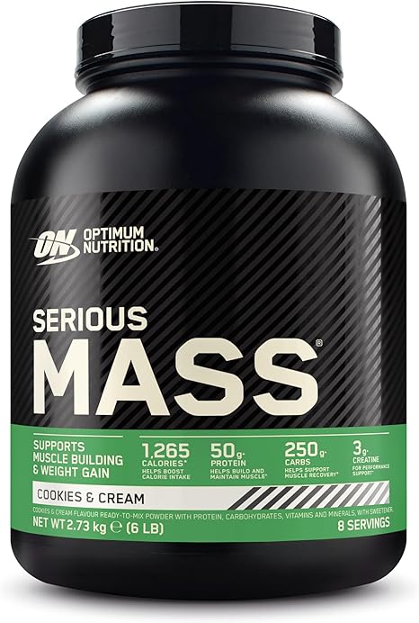 Optimum Nutrition Serious Mass Weight Gainer Geschmack Cookies and Cream 2.73kg 8 Portionen
