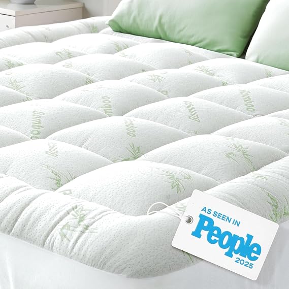 Mattress Topper Cloud-Like Comfort - Ultra-Soft, Breathable, and Cooling Pad Viscose made from bamboo Protection - 135x190cm, Deep Fit